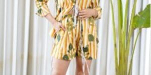 Flower Print Stripped Loose Fit Shirt with Shorts Set