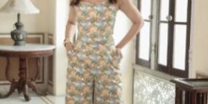 Leafy Palm Print Corset Top with Flarred Pants