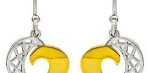 18k Gold Plated Two Tone Silver Royal Heart Earrings