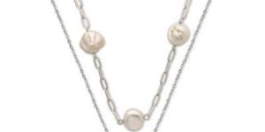 Silver Pearly Abstract Necklace