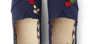 TOMS X Fizzy Goblet Zardozi Ladybird Navy Slip Ons