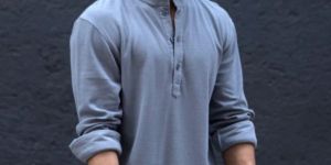 CHINESE COLLAR LIGHT GREY T-SHIRT