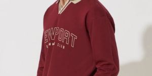 NEWPORT BURGUNDY OVERSIZED POLO T-SHIRT