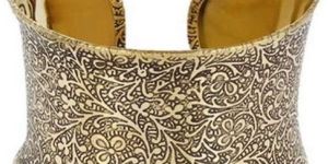 Fancy Metal Bracelet Cuff in Golden