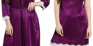 Maroon Satin Sleeveless Short Babydoll Night Dress