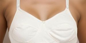 Non-Padded Regular Seamed Full Cup Cotton Plain Bra-Off White