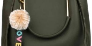 Solid Faux Leather Handheld Hand Bag in Green