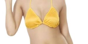 Solid Non Padded Seamless Bra Panty Set Yellow