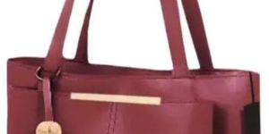 Solid PU Leather Women Hand Bag-Maroon