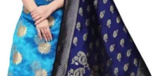 Un-stitched Zari Woven Salwar Suit Dress Material In Firozi Blue