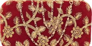 Velvet Bridal Partywear Wedding Clutch InMaroon