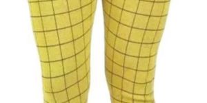 Yellow Checkered Cotton Blend Jegging