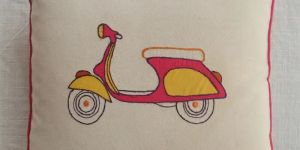Retro Scooter Cotton Canvas Cushion Cover