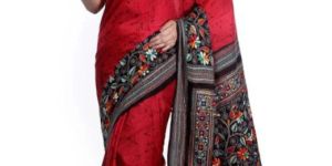 Pure Silk Batik Print with Hand Thread Work Saree
