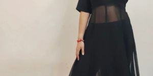 Black Half Anarkali Kurta