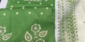 Green Cotton Printed Un Stitched Suits