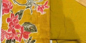 Yellow Flower Printed Cotton Unstitched Suit