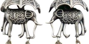 Elephant Silver Oxidised Earrings