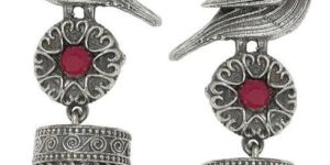 Silver Oxidised Earrings _ Bird design