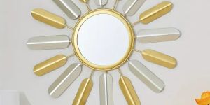 Golden Metal Wall Hanging Mirror