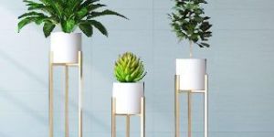 White Round 3 Tier Metal Planter Stand