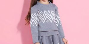 Girls Geometric Printed Top & Skirt Set