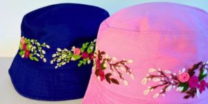 Women's hand embroidered floral hat