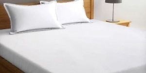 Plain White Cotton Double Bed Sheet