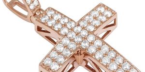 10K Diamond Rose Gold Cross Pendants for Men