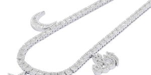 10k White Gold 16.5ct Baguette Moissanite Diamond Tennis Chain