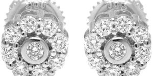 10k White Gold Elegant Round VS2-SI1 Diamond Earrings