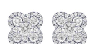 10k White Gold Round Diamond Earring