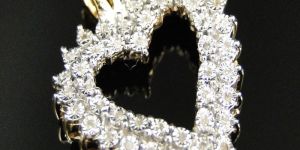 10K Yellow Gold Round Diamond Heart Pendant for Women