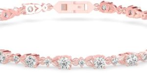 14K Rose Gold Minimalist Lab Grown Diamond Bracelet for Women