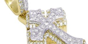 14k Yelloe Gold Iced Out Men's Hip Hop Cross Pendant