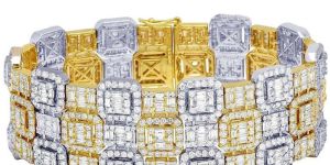 Luxurious Multi-Tone Gold With Moissnite Diamond Bracelet 27.75ct