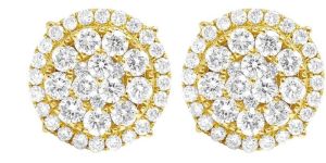 Round Cut Diamond Yellow Gold Stud Earrings