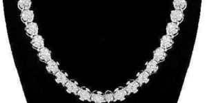 Sterling Silver White Gold Plated Diamond Tennis Chain in VVS Clarity