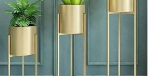Golden Planter with Stand