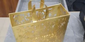 Metal Rectangular Golden Gift Bag