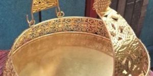 Round Gold Plated Alloy Metal Gift Basket