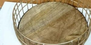 Wood and Stainless Steel Kitchen Basket