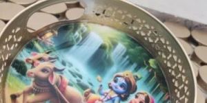Wooden Radha Krishna Tray