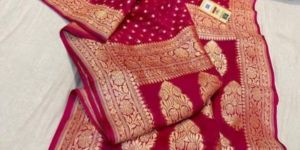 Banarasi Semi Georgette Soft Silk Saree with Matar Booti