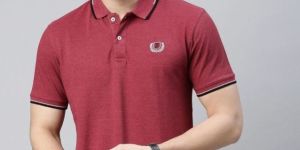 Mens Maroon Polo Neck T Shirt