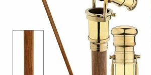 Antique Brass Compass Wooden Walking Stick