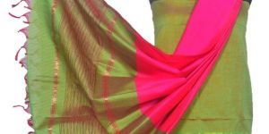 3PC Pochampally Ikat / Ikkat Handloom Cotton Silk Unstitched Dress Material Set for Women - DA013
