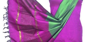 3PC Pochampally Ikat / Ikkat Handloom Cotton Silk Unstitched Dress Material Set for Women - DA016