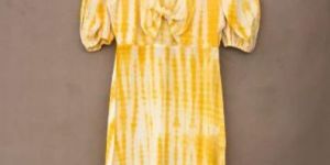 Yellow and White Tie Dye Beach Dress