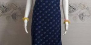 Ladies Blue Embroidered Cotton Nighty